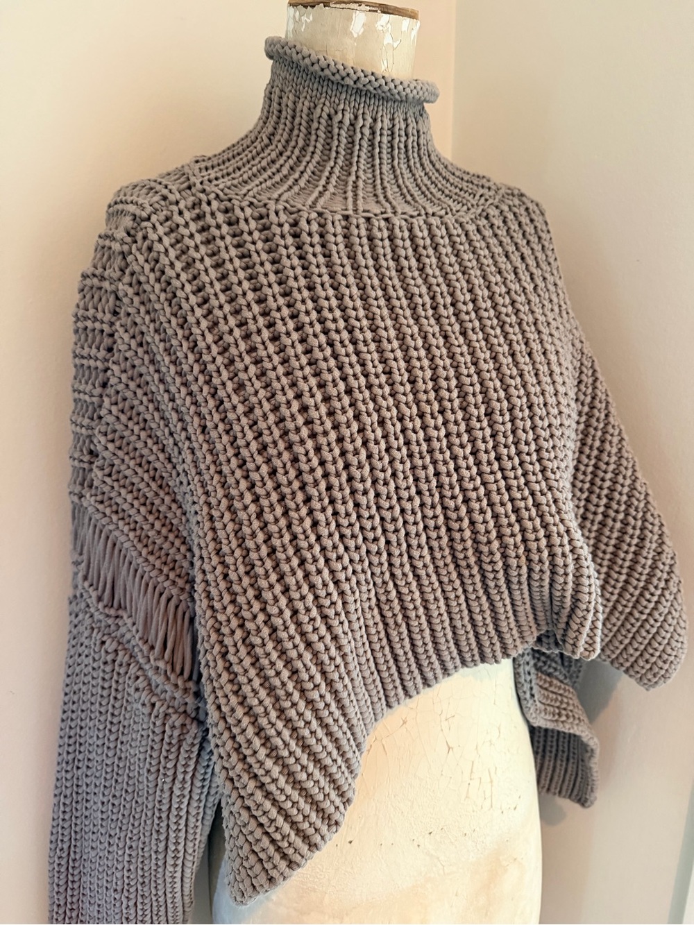 Alexander Wang Gray Chunky Ribbed Turtleneck Sweater